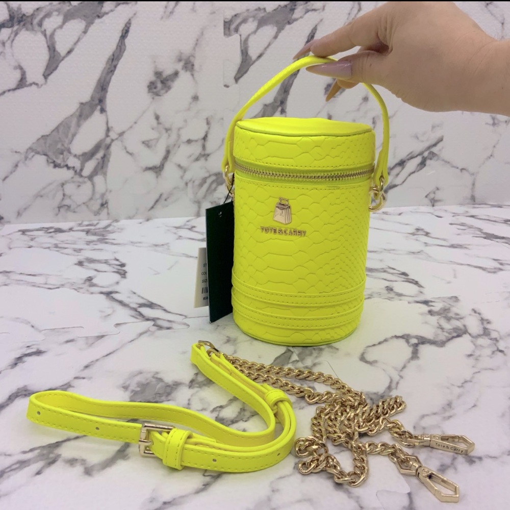 Women Neon Lemon Mini Barrel Bag
